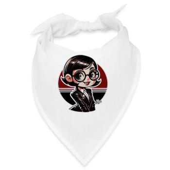 Chibi-Süße nerdige Retro-Buch-Liebhaberin - Bandana - Weiß - Vorne
