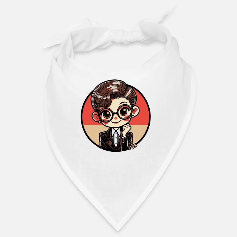 Chibi Bookworm Nerd Girl in Retro Style Bandana