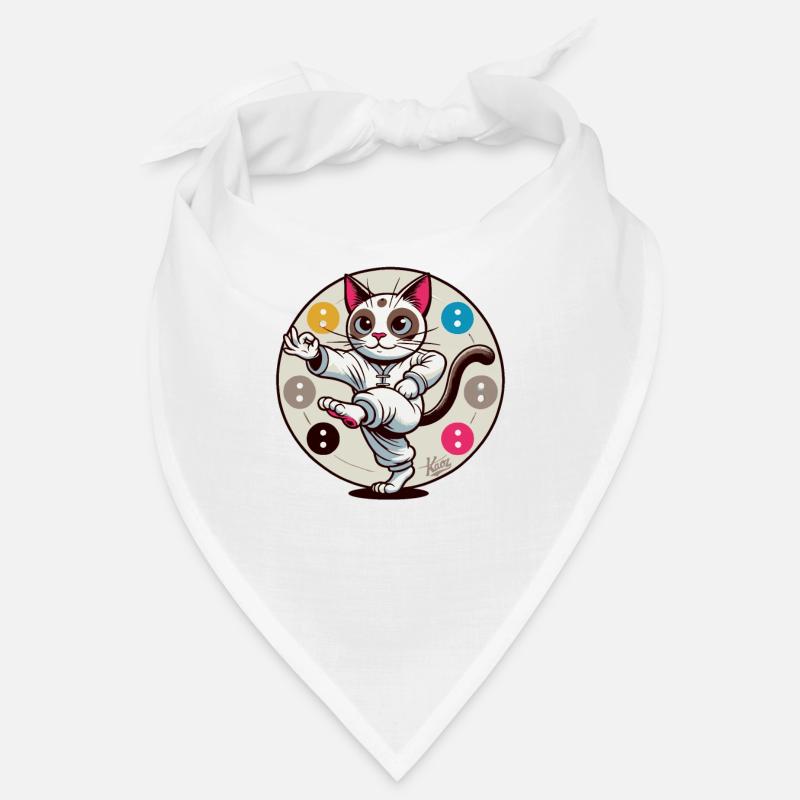 Thai-Chi-Meditation-Katze - Bandana - Weiß