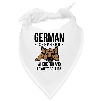 Deutscher Schäferhund, wo Fell und Loyalität mit Hund kollidieren - Bandana - Weiß - Vorne