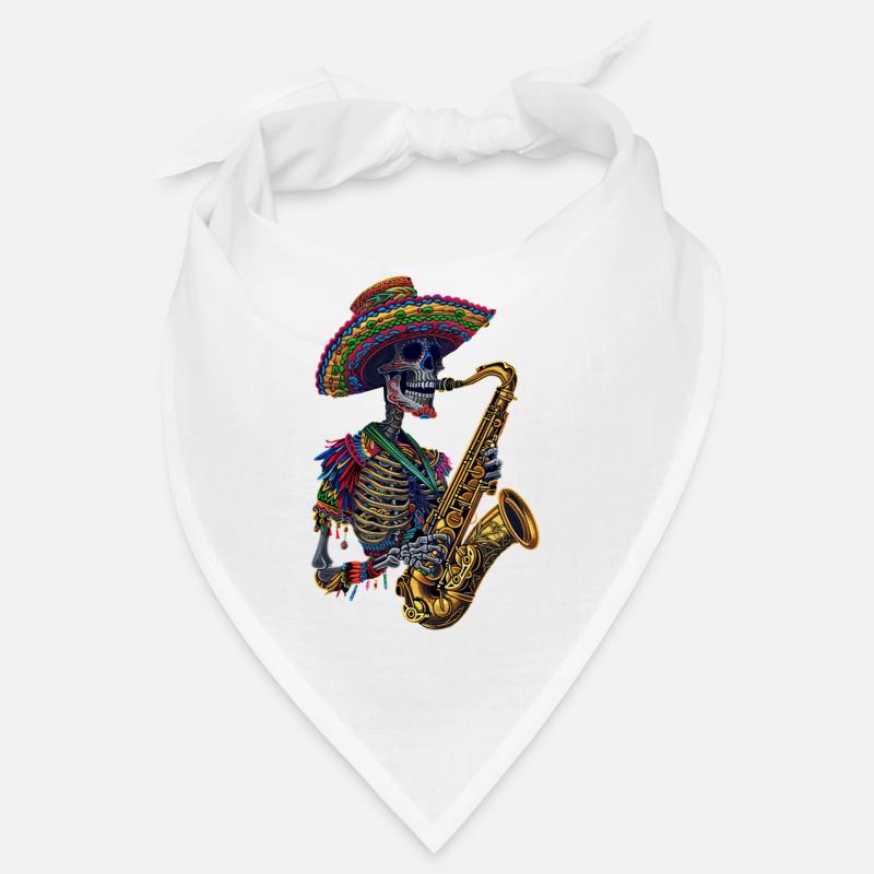Saxophone Squelette Mexicain Bandana