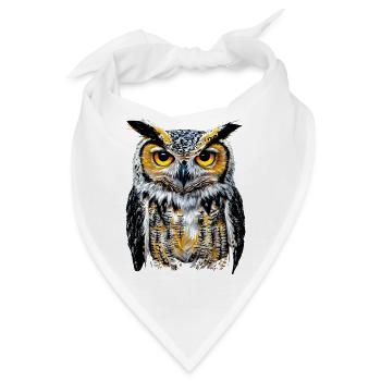 Eule Schleiereule Kauz Uhu Owl Süße Eulen - Bandana - Weiß - Vorne