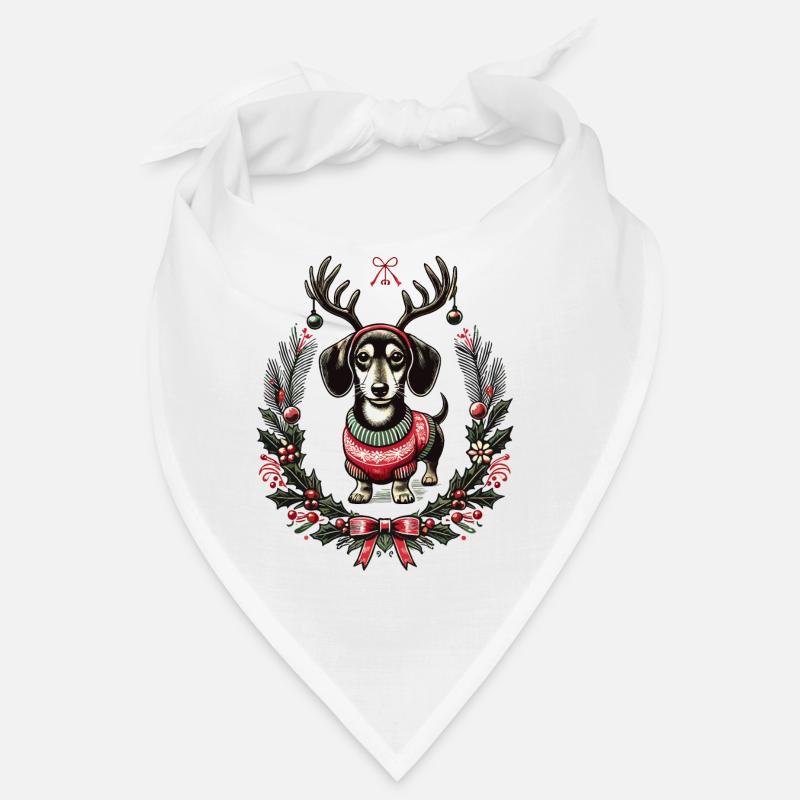 Fröhlicher Dackel Im Weihnachtspullover Bandana