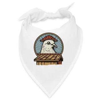 Tauben lieben auch Dächer: Dachdecker-Taube - Bandana - Weiß - Vorne
