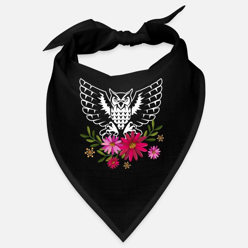 Owl With Flowers Bandana