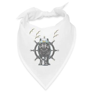maritim Steuermann Steuerrad Hund Wolf mystisch - Bandana - Weiß - Vorne