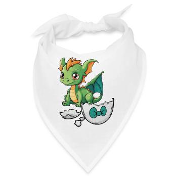 Dinos Dinos Kinder Kind Baby Drache Drachen Ei - Bandana - Weiß - Vorne