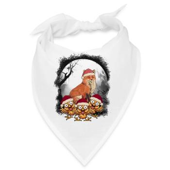 Weihnachtsmann Fuchs Hühner Huhn Nikolaus - Bandana - Weiß - Vorne