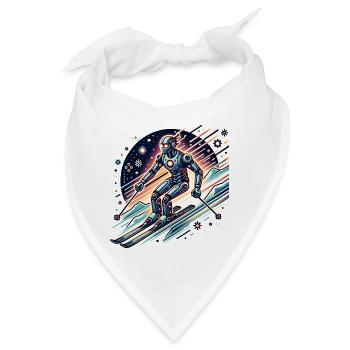 Futuristischer Roboter Skifahrer in Action - Bandana - Weiß - Vorne