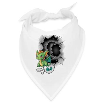 Baby Dino Drache Drachen Eierschale schlüpfen - Bandana - Weiß - Vorne