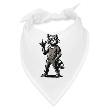 Waschbär mit Rock Pose Raccoon Rock Musik Musiker - Bandana - Weiß - Vorne