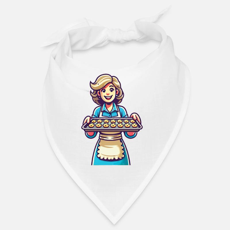 Boulanger joyeux avec des biscuits frais Bandana
