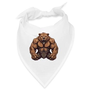 Bär Grizzly Muskeln - Bandana - Weiß - Vorne