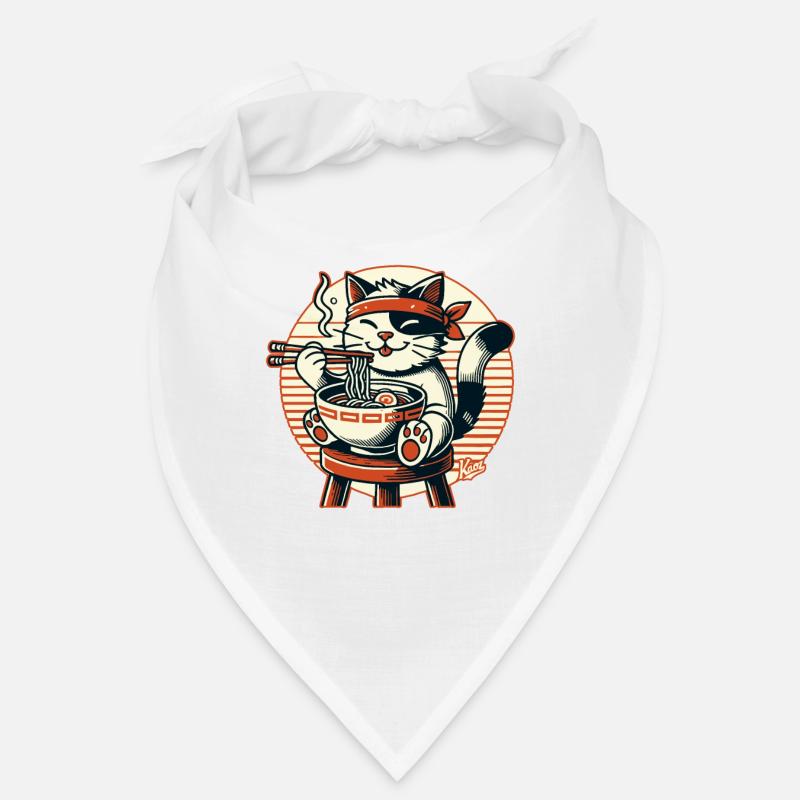 Ramen essen, glückliche Katze Bandana