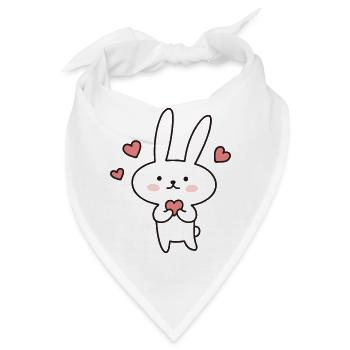 Niedlicher Hase mit Herzen: Zum Verlieben süß! - Bandana - Weiß - Vorne