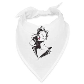 Zeichnung einer hübschen Frau - Bandana - Weiß - Vorne
