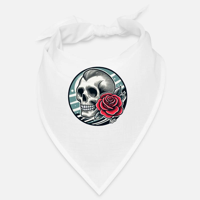 Retro-Schädel und Rose Bandana