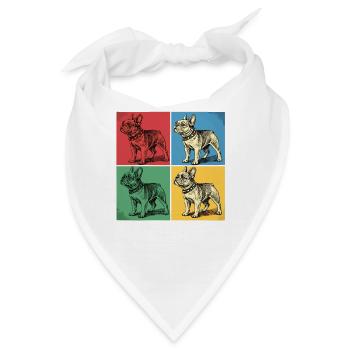 Französische Bulldogge Pop-Art Design - Bandana - Weiß - Vorne