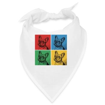 Französische Bulldogge Pop-Art Design - Bandana - Weiß - Vorne