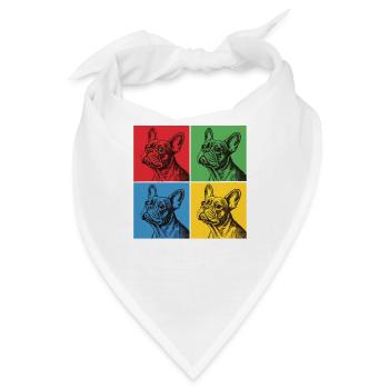 Französische Bulldogge Pop-Art Design - Bandana - Weiß - Vorne