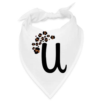 Buchstabe u Leopardenmuster - Bandana - Weiß - Vorne