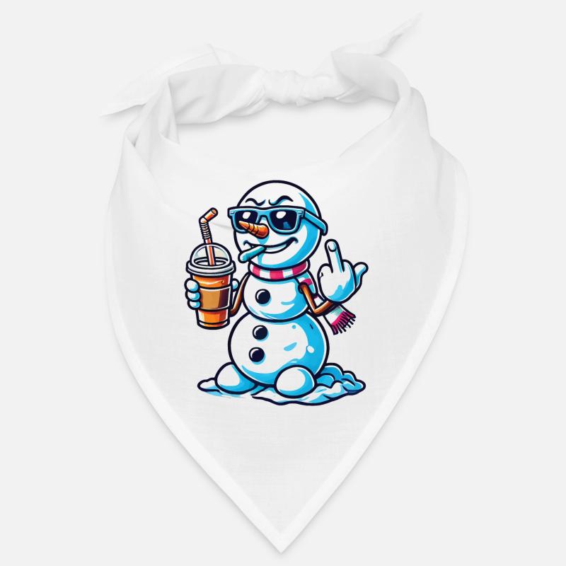 Cool Snowman With Middle Finger Statement Bandana