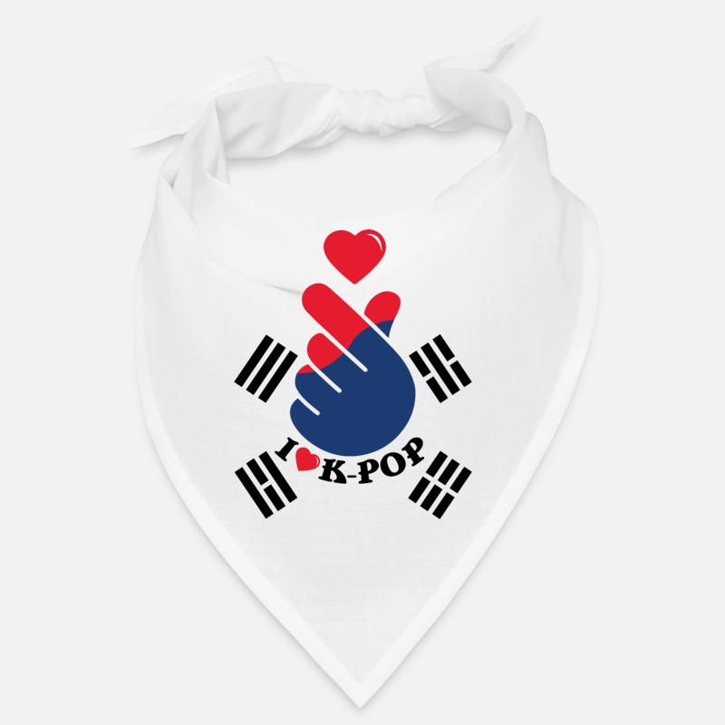 J’aime K-Pop coeur geste de la main Drapeau Bandana