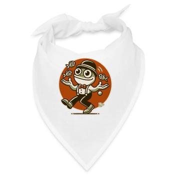 Fröhlicher Retro-Frosch jongliert mit Fischen - Bandana - Weiß - Vorne