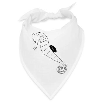 Seepferdchen - Grafik in schwarz-weiss - Bandana - Weiß - Vorne