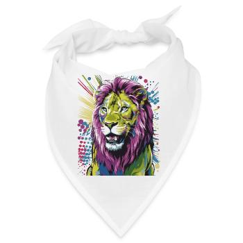 Bunte abstrakte Löwe mutige lebendige Tierkunst - Bandana - Weiß - Vorne