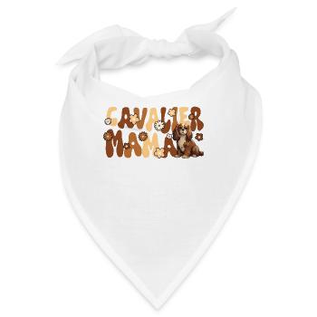 Cavalier King Charles Spaniel Groovy Cavalier Mama - Bandana - Weiß - Vorne