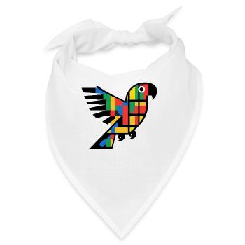 Abstrakter Kubismus Papagei - Bandana - Weiß - Vorne