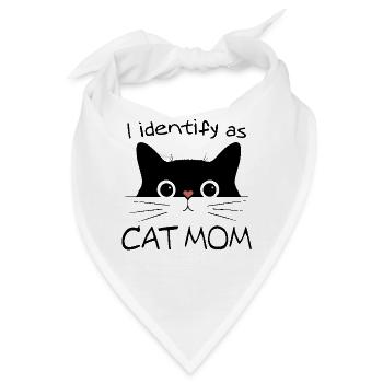 Ich identifiziere mich als CAT MOM schwarze Katze Neuheit Grafik - Bandana - Weiß - Vorne