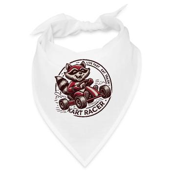 Kart Racer Waschbär: Lebe Schnell & Iss Müll - Bandana - Weiß - Vorne