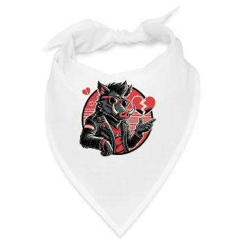 Cooler Biker-Herzensbrecher-Schwein - Bandana - Weiß - Vorne