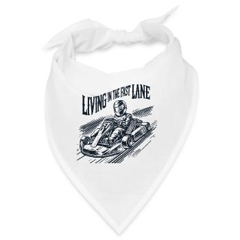Lebe Im Schnellen Fahrstreifen Mit Go-Kart - Bandana - Weiß - Vorne