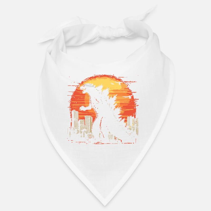 Kaiju Monster Design Coucher de soleil idée cadeau - Bandana - blanc