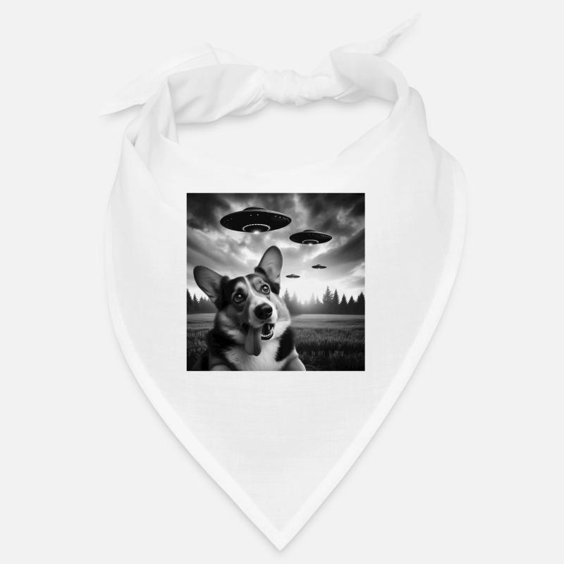 Pembroke Welsh Corgi Funny Selfie with UFOs Weird Bandana
