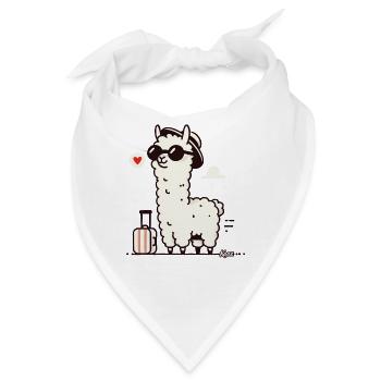 Reise Lama mit Koffer - Bandana - Weiß - Vorne