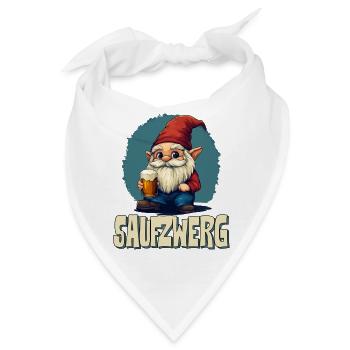 Saufzwerg - Lustiges Karneval Fasching - Bandana - Weiß - Vorne