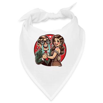 Glückliche Nerd mit attraktiver Ehefrau - Bandana - Weiß - Vorne