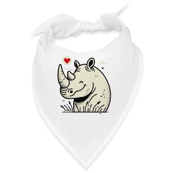 Fröhliches Liebes-Rhinozeros Nashorn - Bandana - Weiß - Vorne