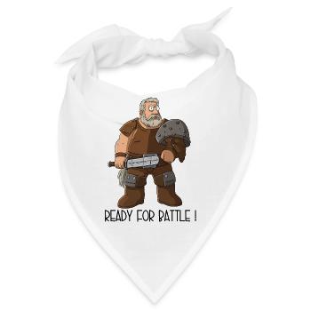 Lustiger Cartoon Krieger – Ready For Battle - Bandana - Weiß - Vorne
