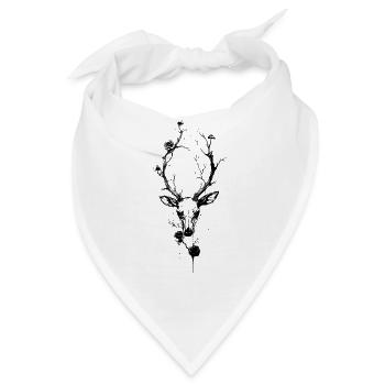 Dark Fantasy Hirsch Pilze Blumen Gothic Natur - Bandana - Weiß - Vorne