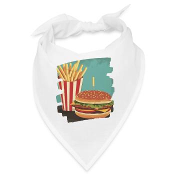 Burger und Fritten Retro - Bandana - Weiß - Vorne