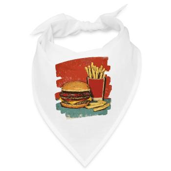 Burger und Fritten Retro - Bandana - Weiß - Vorne
