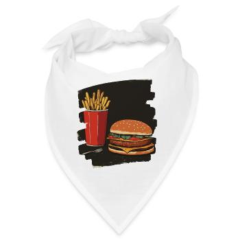 Burger und Fritten Retro - Bandana - Weiß - Vorne