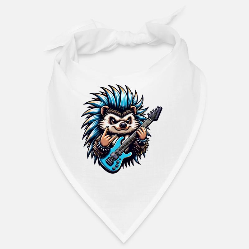 Hedgehog Guitariste de rock and roll - Bandana - blanc
