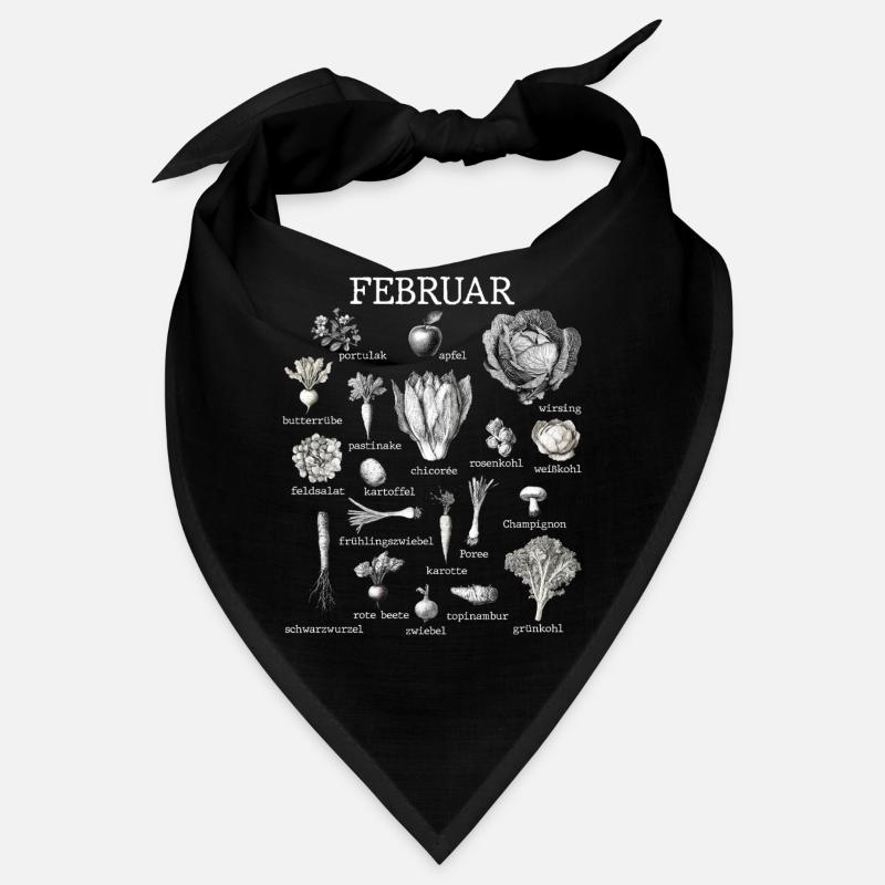 Februar Saisonales Gemüse und Obst Collage Bandana