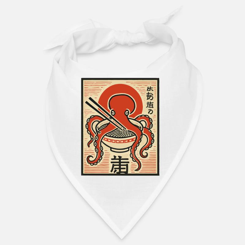 Oktopus Retro Japan Stil Ukiyo-E Ramen Nudeln Bandana